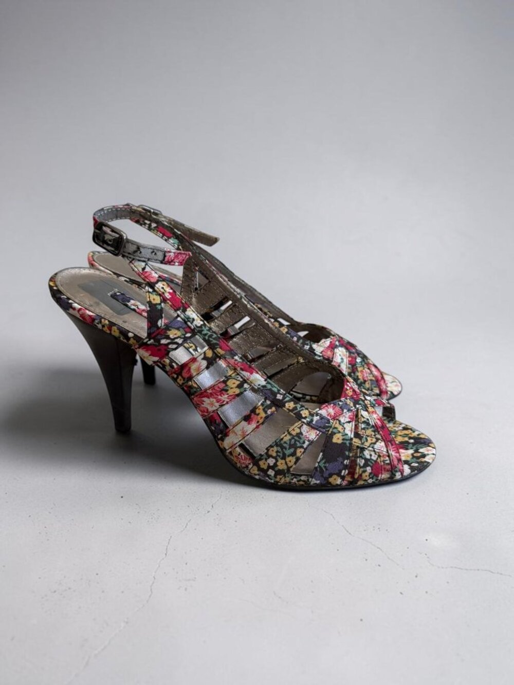 BANDOLINO Floral Peeptoe Slingback Heels Size 7